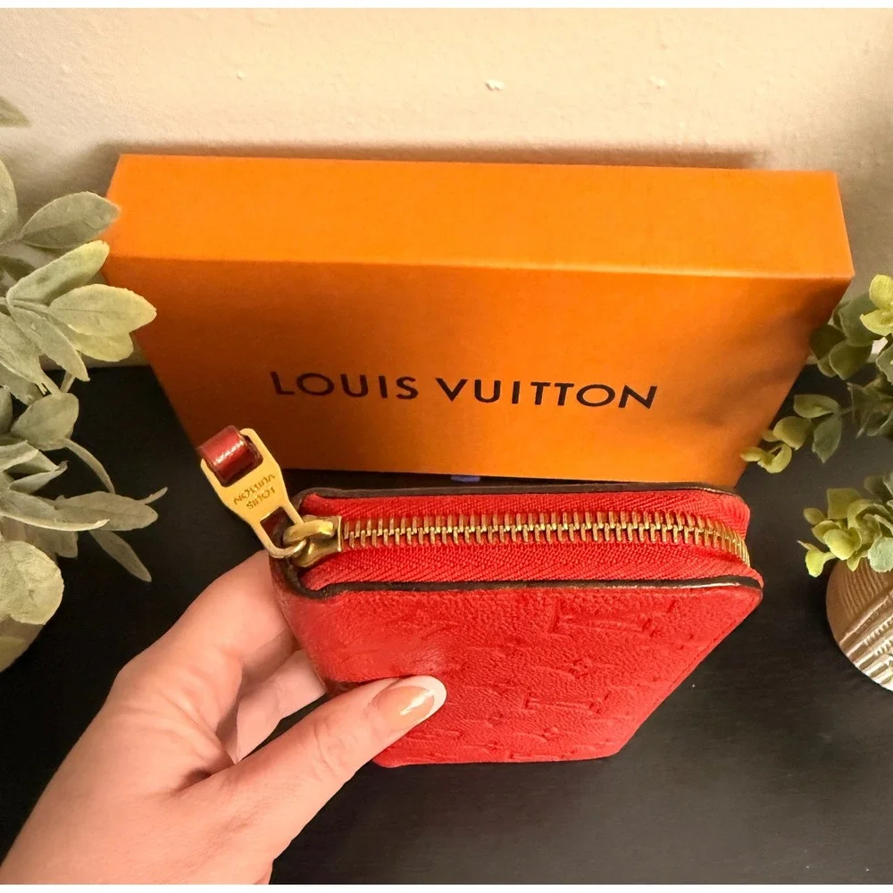 Louis Vuitton‎ Zippy Wallet Monogram Empreinte Leather Red Authentic